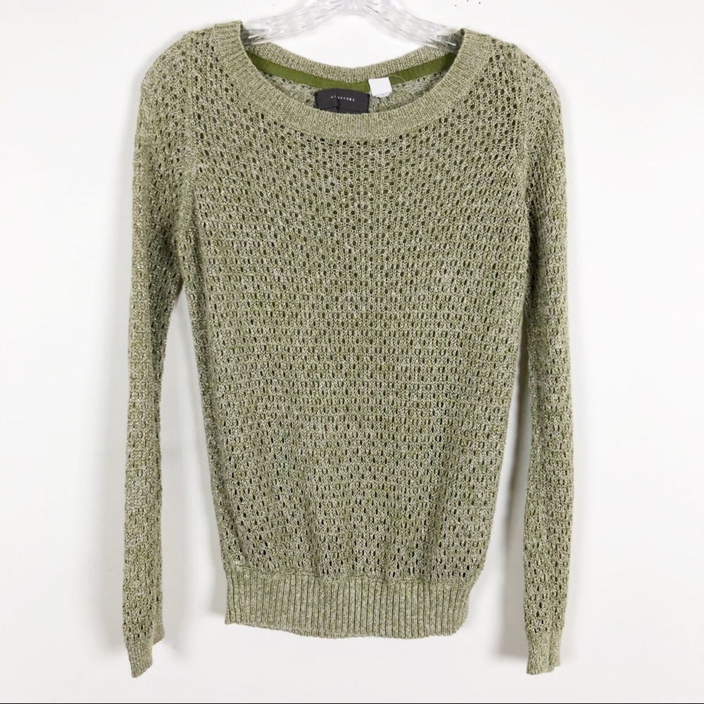 Anthropologie Guinevere Green & Gold Sweater Small